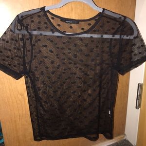FOREVER 21 sheer Polka dot black shirt